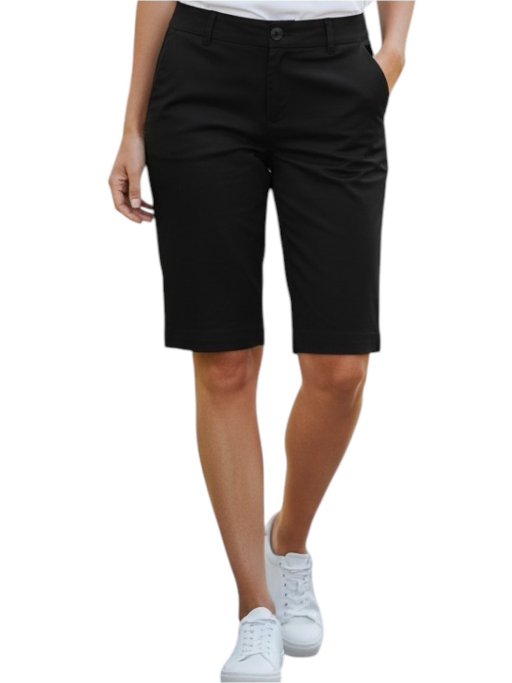 New NWT Ann Taylor Sz 12 Large Black Bermuda Shorts Mid Length Classic
